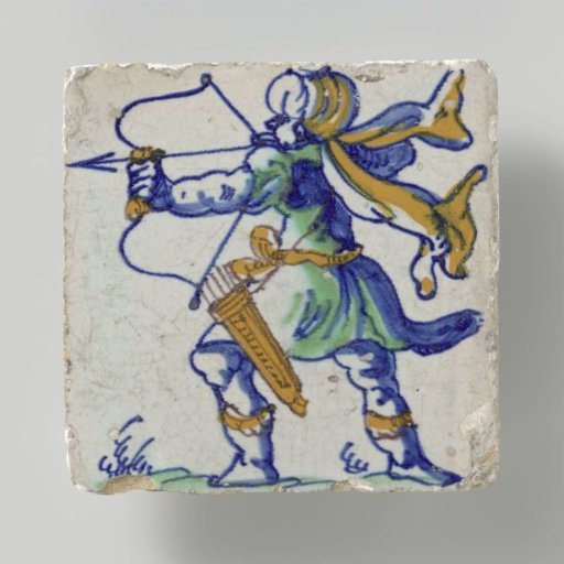 Tile, Multicolored Painted with a Roman Soldier or a Saracen Archer