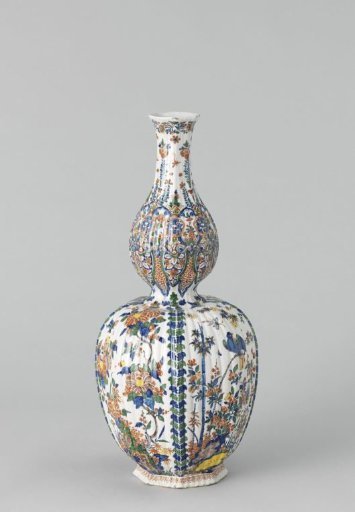 Bottle of multicolored painted faience