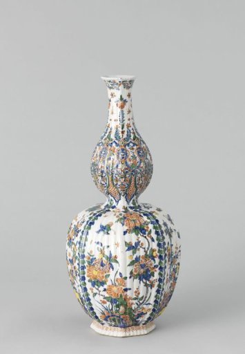 Bottle of multicolored painted faience