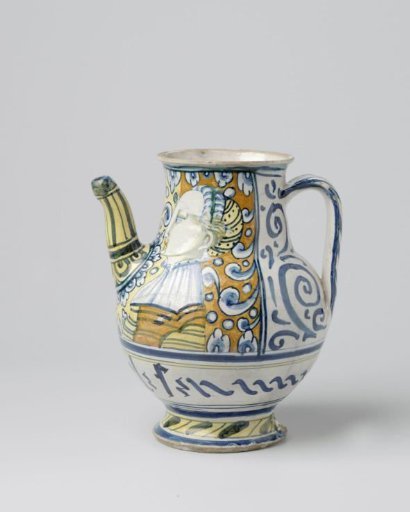 Can, inverted baluster-shaped with a female portrait and profile on both sides