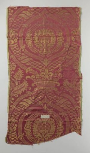 Fragment of red and yellow silk satin