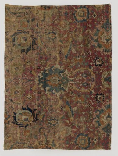 Fragment of a lotus and palmette flower carpet