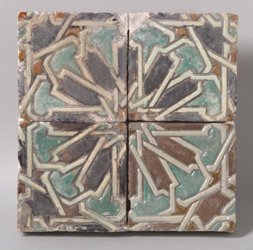 Tile tableau consisting of four Cuenca tiles