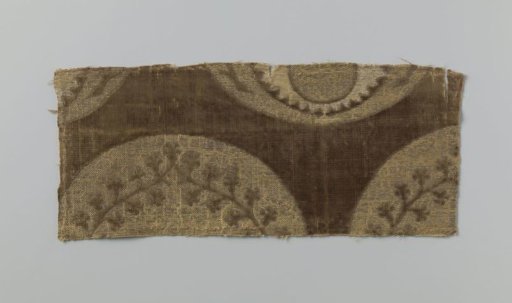 Fragment of brown silk brocade velvet