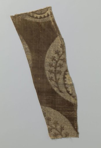 Fragment of brown silk brocade velvet