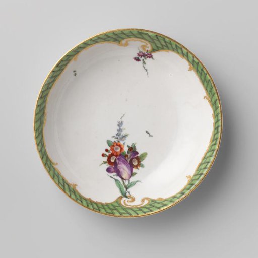 Plate, painted with flowers and ladder motif
