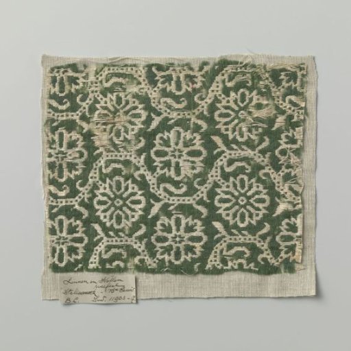 Fragment of figured fabric in linen and wool