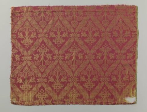 Fragment of red silk damask