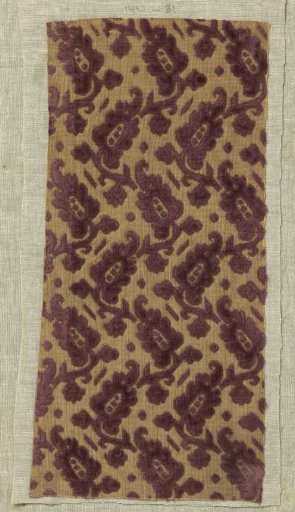 Fragment of silk velvet with stylised flower branches