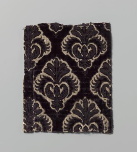 Fragment of Blue-Purple Palmette Silk Velvet