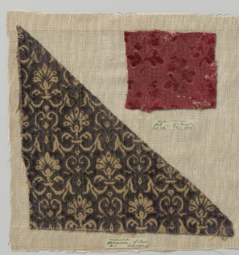 Fragment of silk velvet with palmettes and arabesques