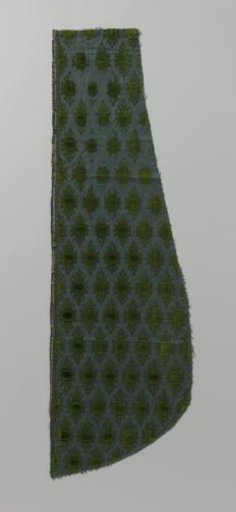 Fragment of green silk velvet with double palmettes