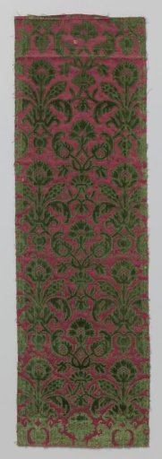 Fragment of silk velvet with stylized floral motif
