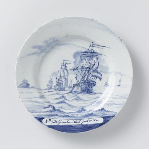 Plate with six ships