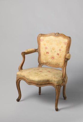Armchair of beechwood, upholstered