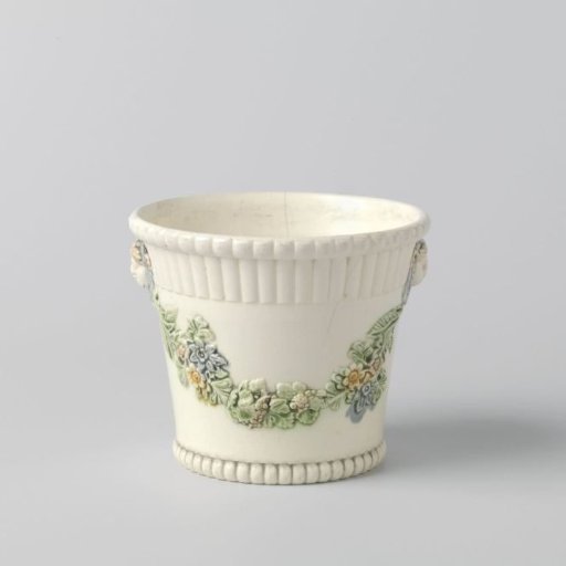 Flowerpot of hard-baked earthenware, with polychrome decoration, Wedgwood