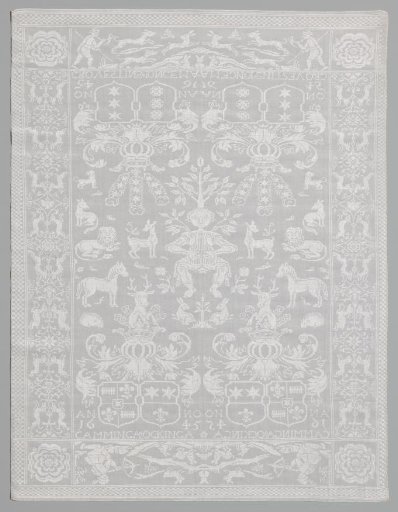 Tablecloth with Frisian arms and Orpheus among the animals