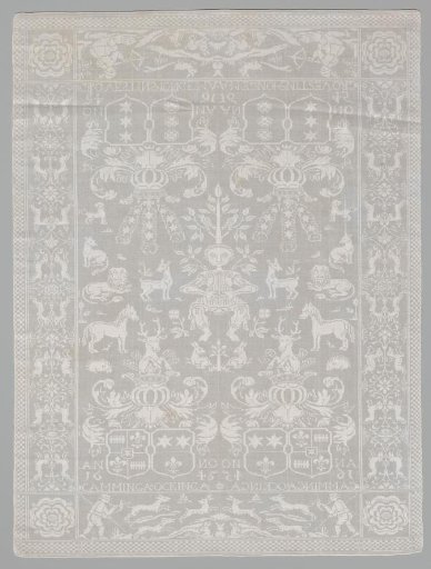Tablecloth with Frisian arms and Orpheus among the animals