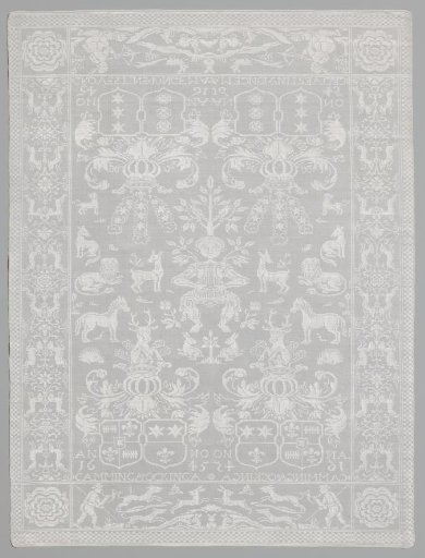 Tablecloth with Frisian arms and Orpheus among the animals