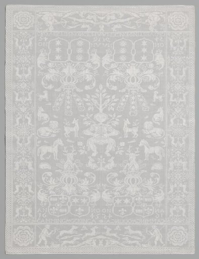 Napkin with Frisian arms and Orpheus among the animals