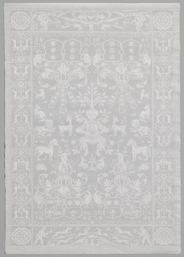 Napkin with Frisian arms and Orpheus among the animals