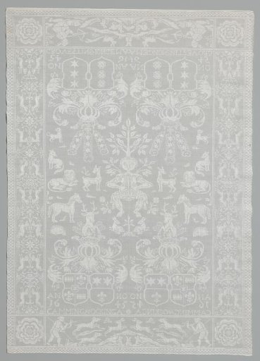Napkin with Frisian arms and Orpheus among the animals