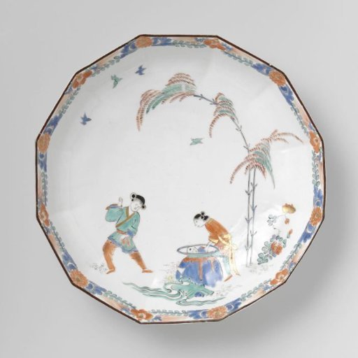 Bowl, dodecagonal, polychrome painted with a Kakiemon decoration