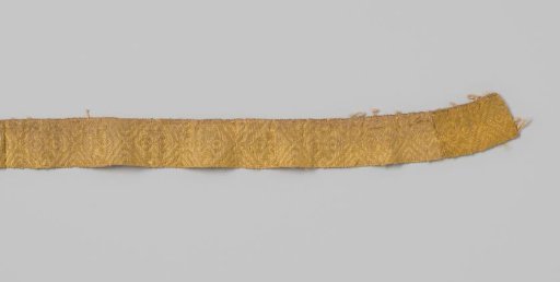 Passementerie of linen and yellow silk in a complex diamond pattern