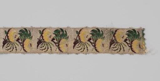 Silk brocade ribbon, in silver, black, green and yellow