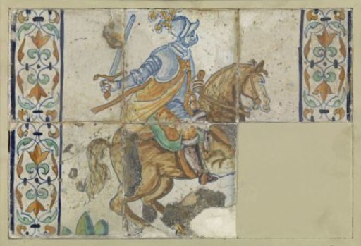 Tile panel with a rider in armor
