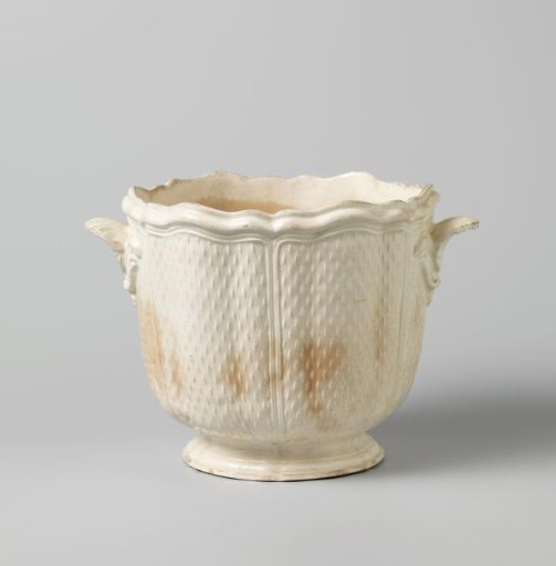 Half-bowl-shaped cooling vessel of English earthenware, fine faience from Pont-aux-Choux.