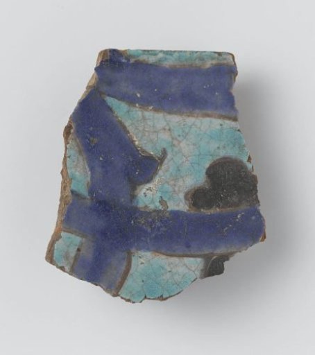 Tile fragment with a turquoise and blue glaze
