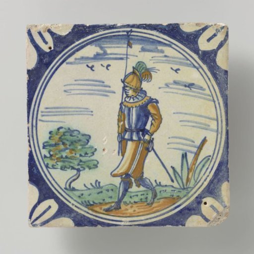 Tile, Multicolored Painted with a Soldier or Standard-Bearer