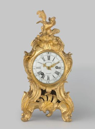 Console clock of gilded and chased bronze