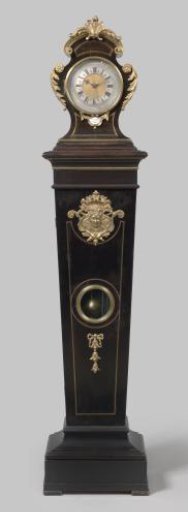 Standing clock, veneered with black-stained pearwood