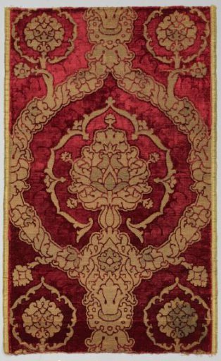 Plain-cut velvet with pomegranate motif