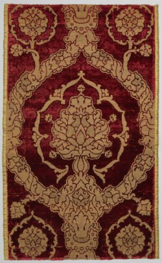 Plain-cut velvet with pomegranate motif