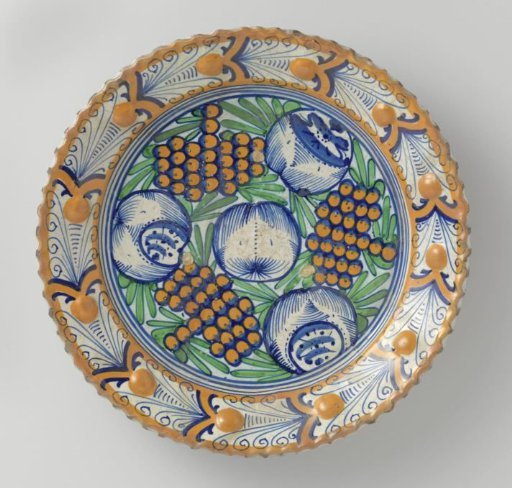Dish with pomegranates
