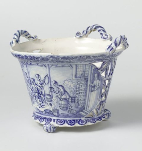 Basket, painted with scenes derived from the cooperage trade