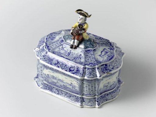 Tobacco pot, painted with scenes from country life