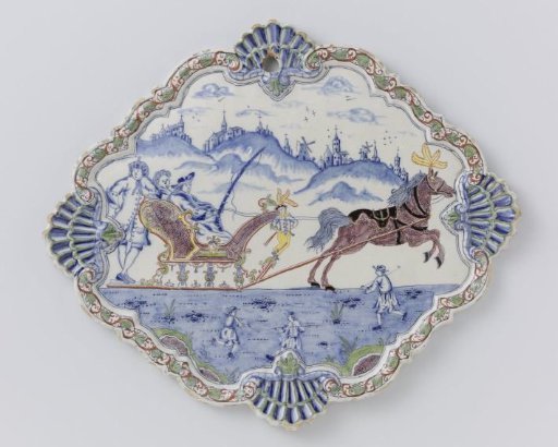Plate, painted with a sled