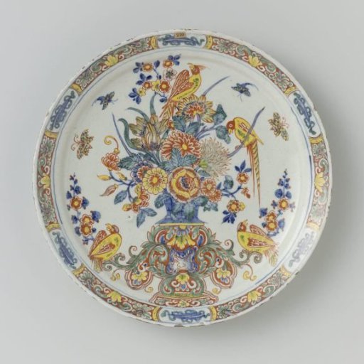 Plate, Painted with a Basket of Flowers