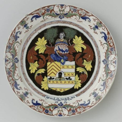 Plate, Painted with the Coat of Arms of IJan Kovenhoven