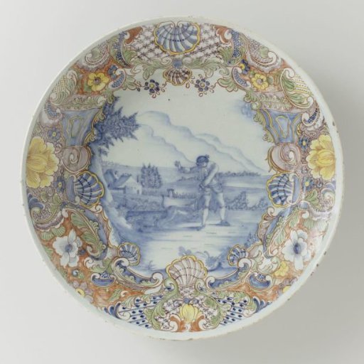 Faience dish with landscape