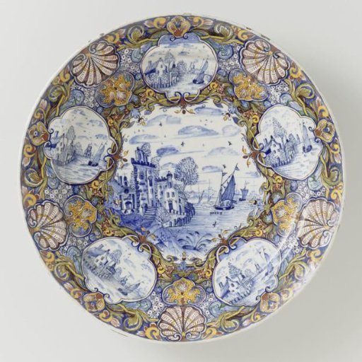 Dish, painted with water landscapes