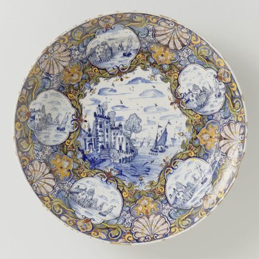 Dish, painted with water landscapes