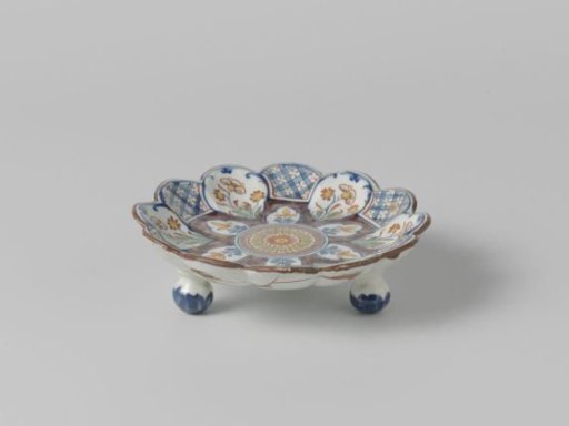 Bowl of multicoloured painted faience