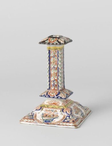 Candlestick of Multicoloured Painted Faience