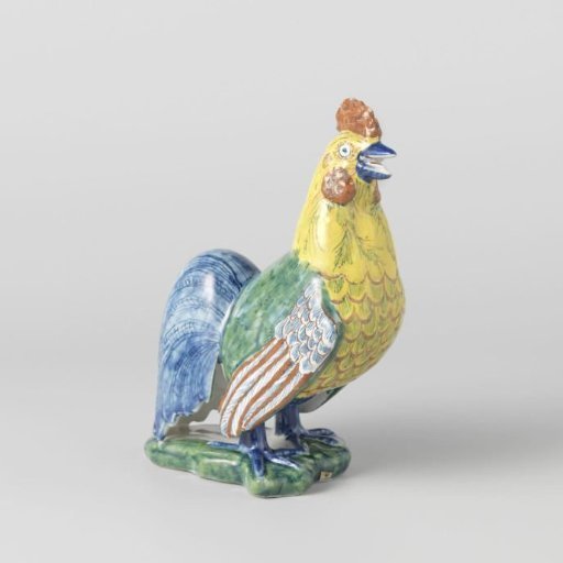 Polychrome painted rooster of faience