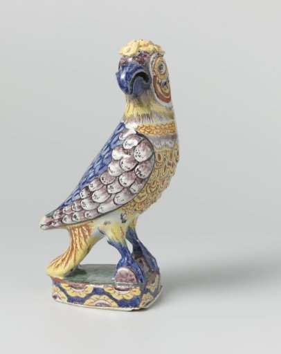 Parrot of multicoloured painted faience